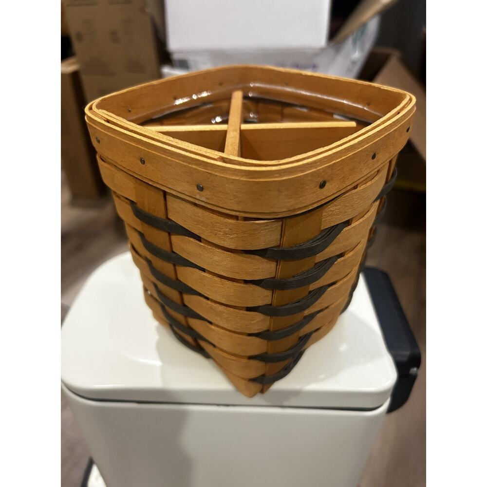 Longaberger Kitchen‎ Utensil Basket Protector & Wood Dividers Navy blue weaves